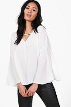 Boohoo Skye Frill Hem Floaty Blouse