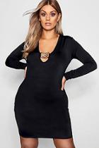 Boohoo Plus Alyss Plunge Statement Buckle Bodycon Dress