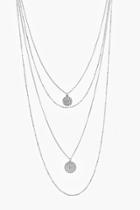 Boohoo Layla Skinny Coin Necklace Pack Silver