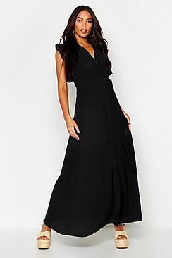 Boohoo Woven Frill Sleeve Wrap Maxi Dress