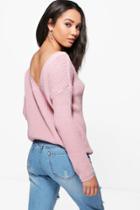 Boohoo Petite Carly Open Back Jumper Rose