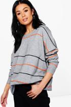 Boohoo Emilia Stripe Slouchy Jumper Grey