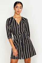 Boohoo Woven Button Through Stripe Dress
