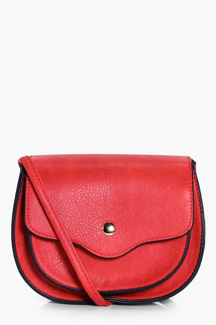 Boohoo Darcy Popper Saddle Cross Body Red