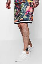 Boohoo Tropical Print Mid Length Shorts Co-ord
