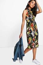 Boohoo Petite Kerrie Tropical Floral Print Culotte Jumpsuit