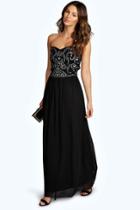 Boohoo Boutique Lily Embellished Chiffon Maxi Dress Black