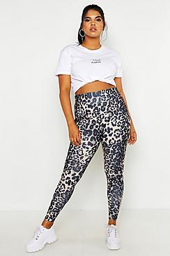 Boohoo Plus Leopard Sculpt High Waist Legging