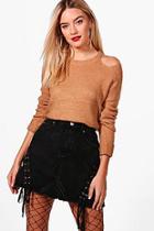 Boohoo Olivia Soft Knit Cold Shoulder Jumper