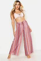Boohoo Petite Zigzag Beach Trousers