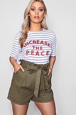 Boohoo Plus Eliza Stripe Slogan Stripe Tee