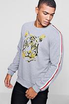 Boohoo Tiger Print Sweatshirt With Sleeve Tape
