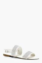 Boohoo Wide Fit Pin Stud Double Strap Sandals