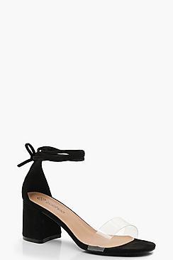 Boohoo Extra Wide Fit Wrap Strap Block Heels