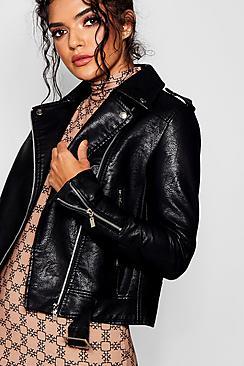 Boohoo Faye Vegan Leather Biker Jacket