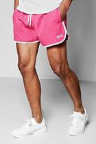 Boohoo Bright Pink Runner Shorts With Embroidery