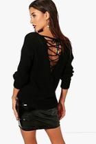 Boohoo Keira Lace Up V Back Jumper