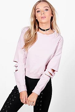 Boohoo Ava Slash Sleeve Sweatshirt