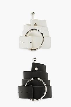 Boohoo 2 Pk Circle & Ball Buckle Belt