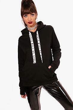 Boohoo Kyra Slogan Drawstring Hoody