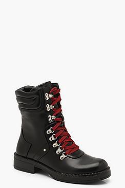 Boohoo Dual Lace Hiker Boots