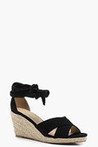 Boohoo Tia Wide Fit Cross Strap Wrap Espadrille Wedges