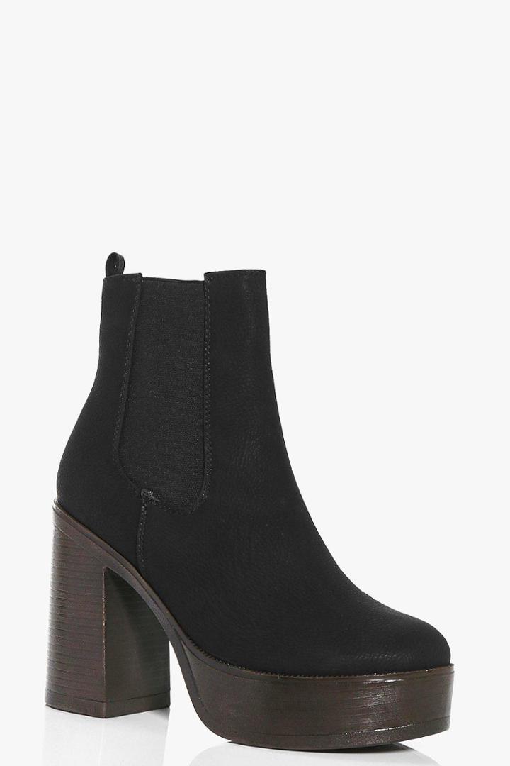 Boohoo Melissa Gusset Platform Boot Black