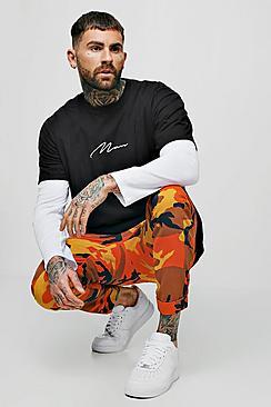 Boohoo Drawstring Camo Print Chino Trouser