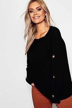 Boohoo Plus Horn Button Slouchy Jumper