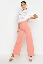 Boohoo Woven Self Belt Round Buckle Wide Leg Trouser