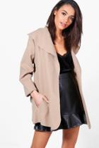 Boohoo Harriet Belted Waterfall Jacket Beige