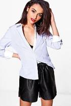 Boohoo Bethany Contrast Collar Striped Shirt