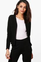 Boohoo Kate Jacquard Crop Blazer Black