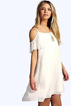 Boohoo Arrabella Open Shoulder Woven Swing Dress