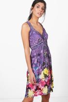 Boohoo Tia Floral Print Dress Violet