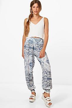 Boohoo Laura Bohemian Floral Jersey Harem Trousers