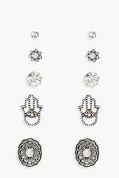 Boohoo Boho Hamsa Hand Earring Pack