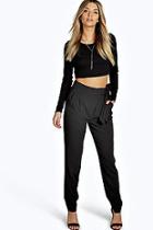 Boohoo Sevilla Wrap Front Tie Waist Tailored Trousers