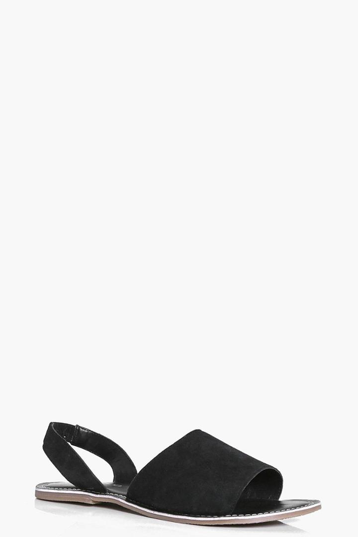 Boohoo Layla Suede Two Part Peeptoe Sandal Black