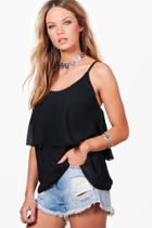 Boohoo Erin Woven Tiered Cami Black