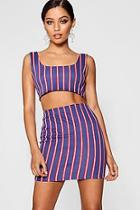 Boohoo Daisy Stripe Crop And Mini Skirt Co-ord
