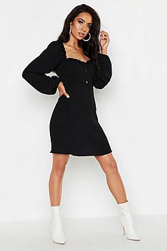 Boohoo Button Front Sweetheart Mini Dress