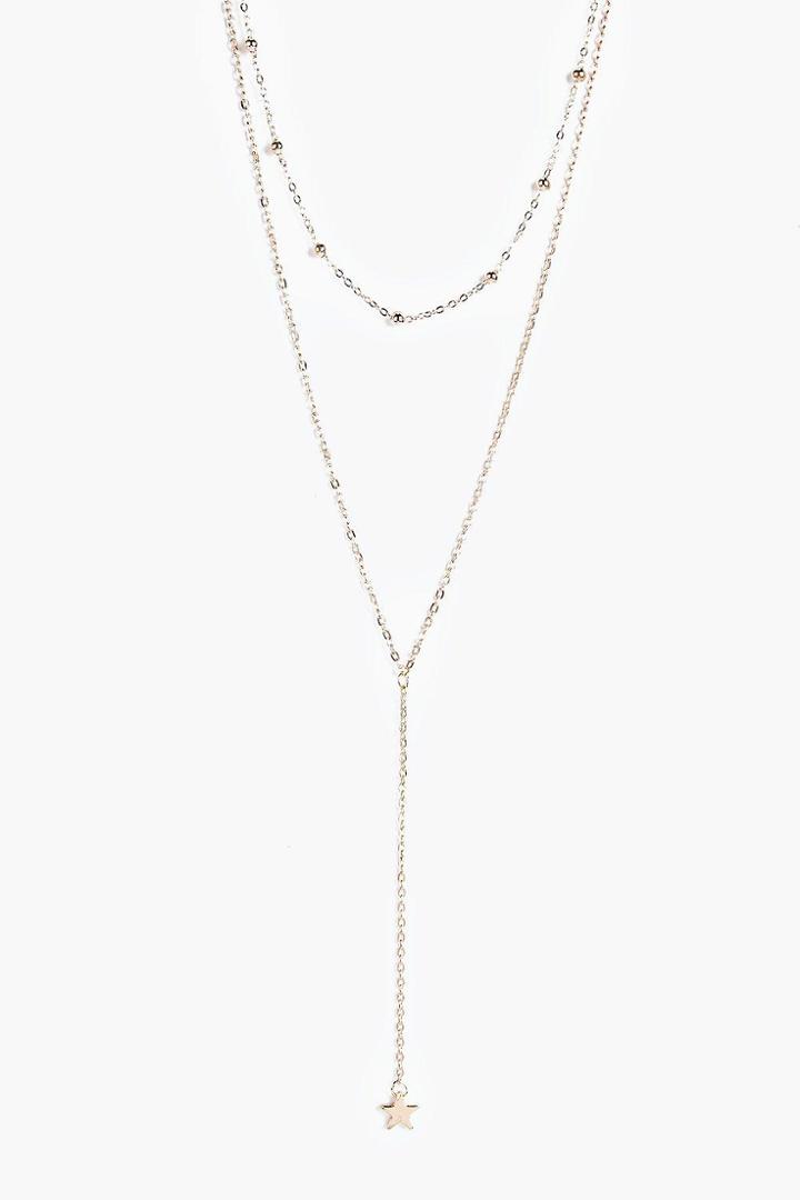 Boohoo Rebecca Plunge Layered Necklace Gold