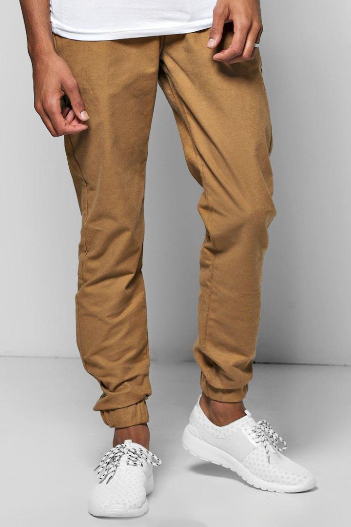 Boohoo Smart Woven Joggers With Elasticated Waistband Camel