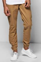 Boohoo Smart Woven Joggers With Elasticated Waistband Camel