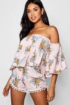 Boohoo Pineapple Pom Pom Short Co-ord