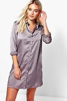 Boohoo Satin Shirt Dress