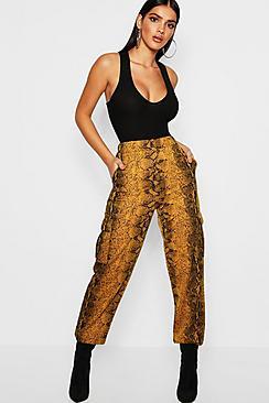 Boohoo Snake Print Cargo Loopback Jogger
