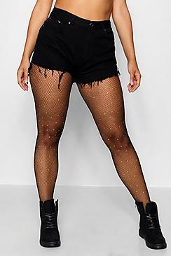 Boohoo Plus Small Embellished Fishnet Tights