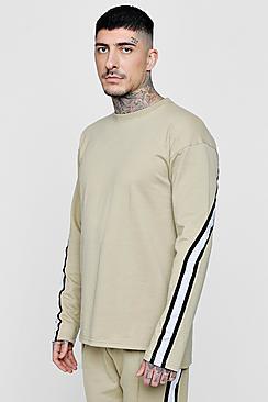Boohoo Drop Shoulder Taped Crew Neck Sweater